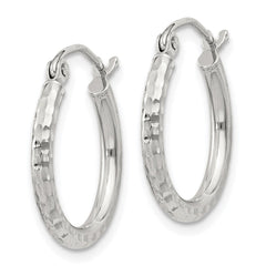 QE4461SP Sterling Silver 2mm Diamond Cut Hoop Earrings