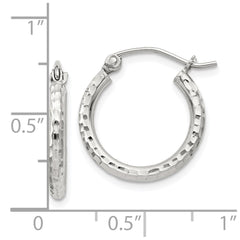 QE4461SP Sterling Silver 2mm Diamond Cut Hoop Earrings