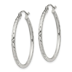 QE4462SP Sterling Silver 2mm Diamond Cut Hoop Earrings