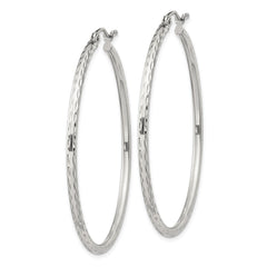 QE4465SP Sterling Silver 2mm Diamond Cut Hoop Earrings