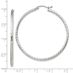 QE4465SP Sterling Silver 2mm Diamond Cut Hoop Earrings