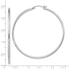 QE4467SP Sterling Silver 2mm Diamond Cut Hoop Earrings