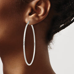 QE4468SP Sterling Silver 2mm Diamond Cut Hoop Earrings