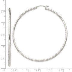 QE4468SP Sterling Silver 2mm Diamond Cut Hoop Earrings