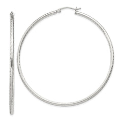 QE4468SP Sterling Silver 2mm Diamond Cut Hoop Earrings