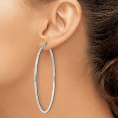 QE4469SP Sterling Silver 2mm Diamond Cut Hoop Earrings