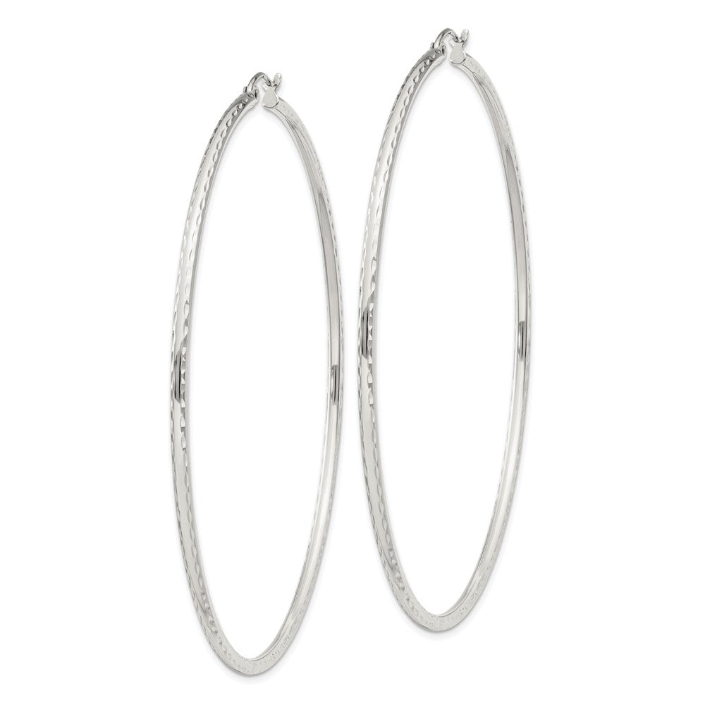 QE4470SP Sterling Silver 2mm Diamond Cut Hoop Earrings