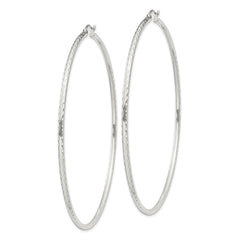 QE4470SP Sterling Silver 2mm Diamond Cut Hoop Earrings