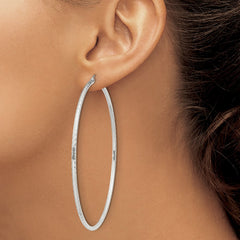 QE4470SP Sterling Silver 2mm Diamond Cut Hoop Earrings