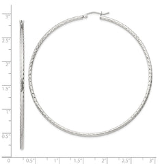 QE4470SP Sterling Silver 2mm Diamond Cut Hoop Earrings