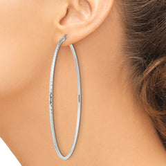 QE4471SP Sterling Silver 2mm Diamond Cut Hoop Earrings