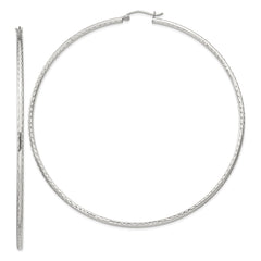 QE4471SP Sterling Silver 2mm Diamond Cut Hoop Earrings