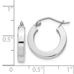 QE4513 Sterling Silver Rhodium-plated 3x17mm Square Tube Hoop Earrings
