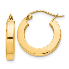QE4513GP Sterling Silver Flash Gold-plated 3x17mm Square Tube Hoop Earrings