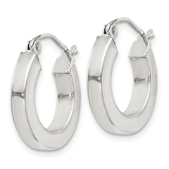QE4513SP Sterling Silver 3x17mm Square Tube Hoop Earrings