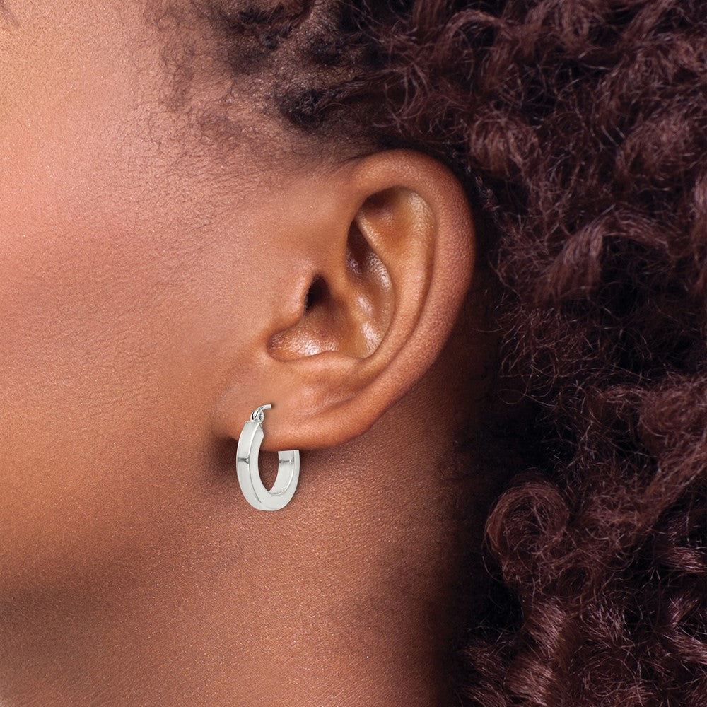 QE4513SP Sterling Silver 3x17mm Square Tube Hoop Earrings