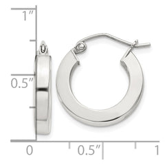 QE4513SP Sterling Silver 3x17mm Square Tube Hoop Earrings