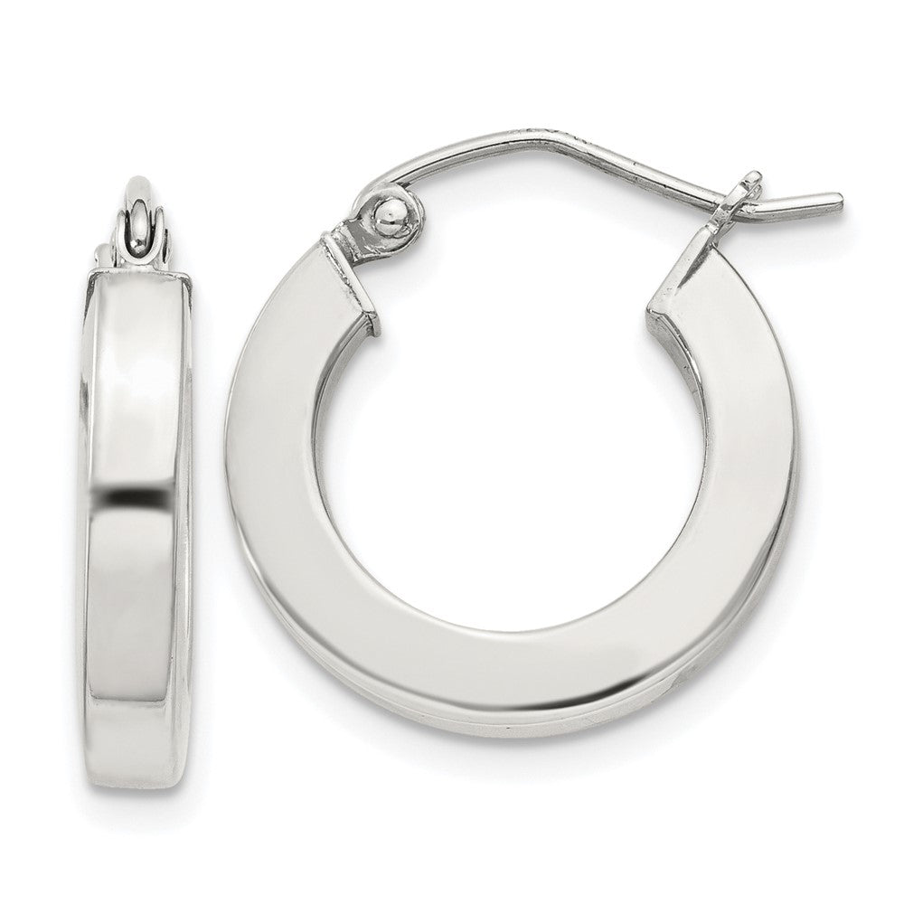 QE4513SP Sterling Silver 3x17mm Square Tube Hoop Earrings
