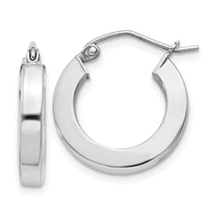 QE4513 Sterling Silver Rhodium-plated 3x17mm Square Tube Hoop Earrings