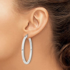 QE4515SP Sterling Silver 3x45mm Square Tube Hoop Earrings