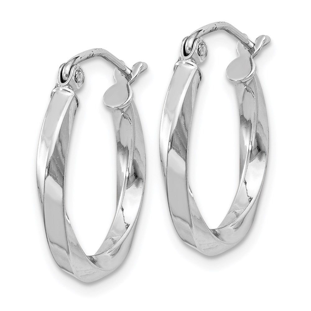 QE4568 Sterling Silver Rhodium-plated Twisted 2.5x18mmHoop Earrings