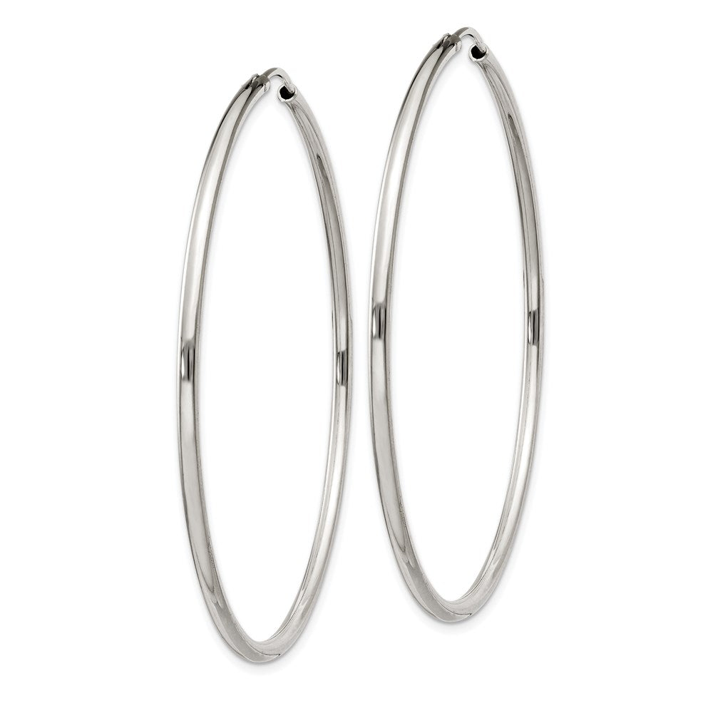 QE4642 Sterling Silver 2x55mm Endless Hoop Earrings