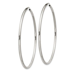 QE4642 Sterling Silver 2x55mm Endless Hoop Earrings