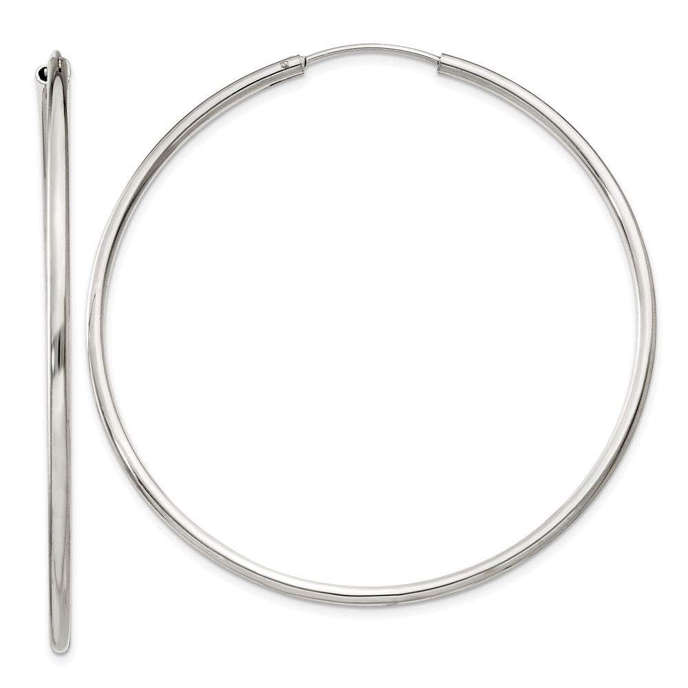 QE4642 Sterling Silver 2x55mm Endless Hoop Earrings