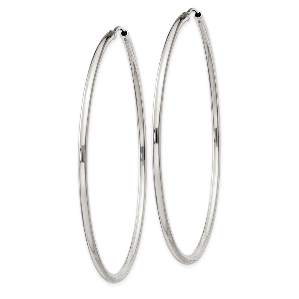 QE4643 Sterling Silver 2x60mm Endless Hoop Earrings