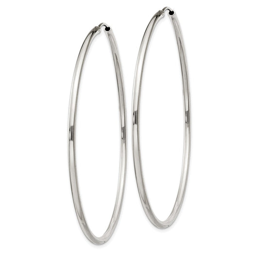 QE4643 Sterling Silver 2x60mm Endless Hoop Earrings