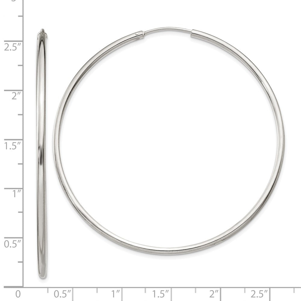 QE4643 Sterling Silver 2x60mm Endless Hoop Earrings