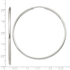 QE4643 Sterling Silver 2x60mm Endless Hoop Earrings