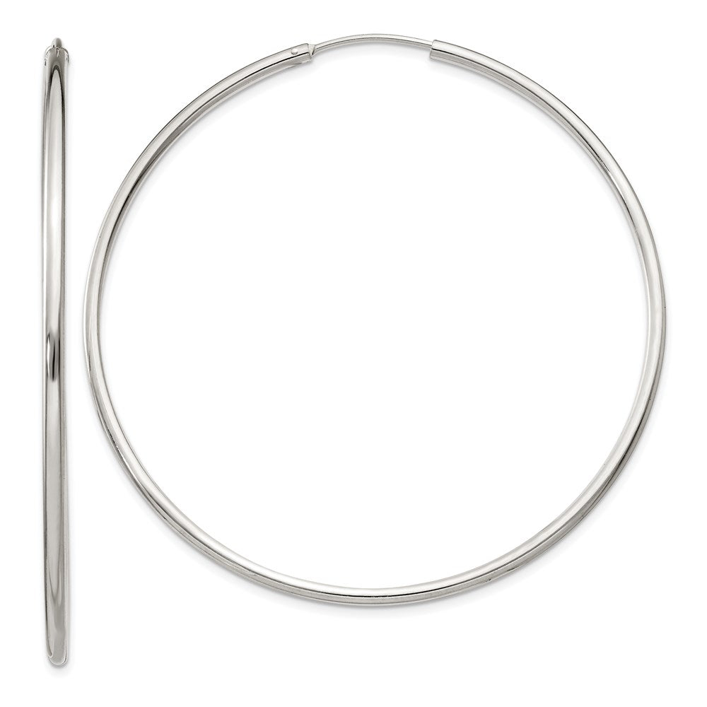 QE4643 Sterling Silver 2x60mm Endless Hoop Earrings