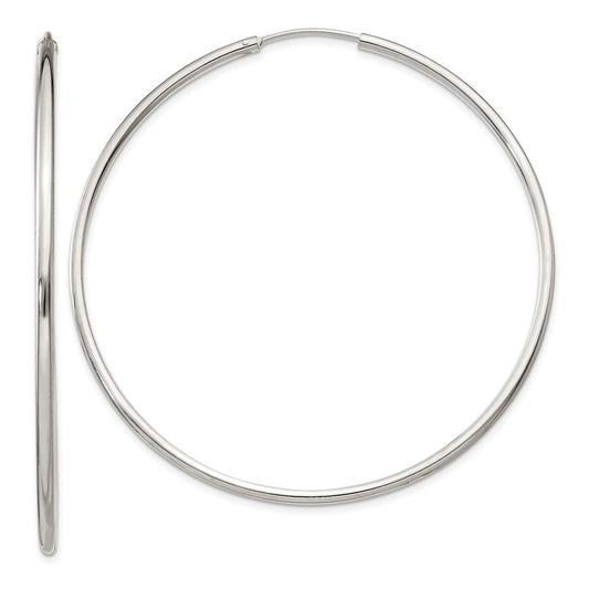QE4643 Sterling Silver 2x60mm Endless Hoop Earrings