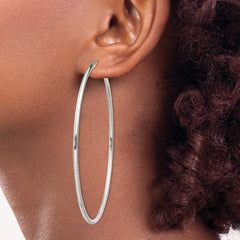 QE4644 Sterling Silver 2x70mm Endless Hoop Earrings