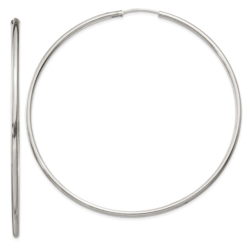 QE4644 Sterling Silver 2x70mm Endless Hoop Earrings