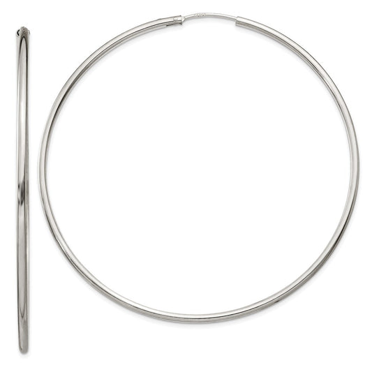 QE4644 Sterling Silver 2x70mm Endless Hoop Earrings