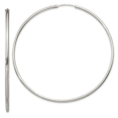 QE4644 Sterling Silver 2x70mm Endless Hoop Earrings