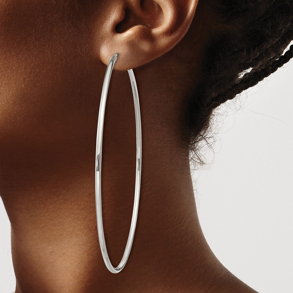 QE4645 Sterling Silver 2x80mm Endless Hoop Earrings