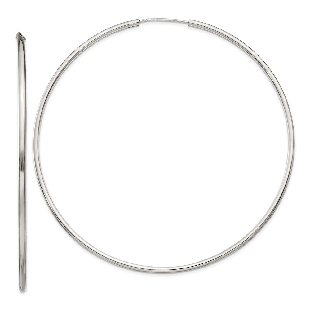 QE4645 Sterling Silver 2x80mm Endless Hoop Earrings