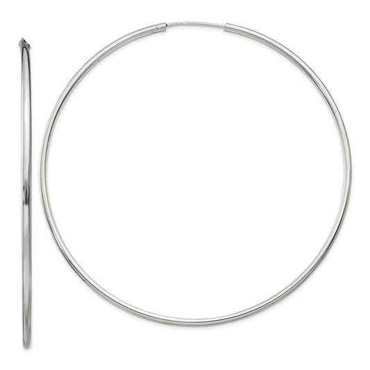 QE4645 Sterling Silver 2x80mm Endless Hoop Earrings