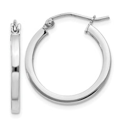 QE4646 Sterling Silver Rhodium-plated 2x20mm Square Tube Hoop Earrings