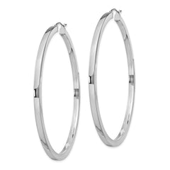 QE4655 Sterling Silver Rhodium-plated 2x65mm Square Tube Hoop Earrings