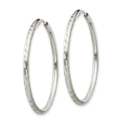 QE4656 Sterling Silver D/C 2.5x35mm Endless Hoop Earrings