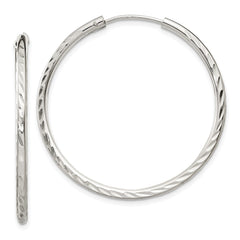 QE4656 Sterling Silver D/C 2.5x35mm Endless Hoop Earrings