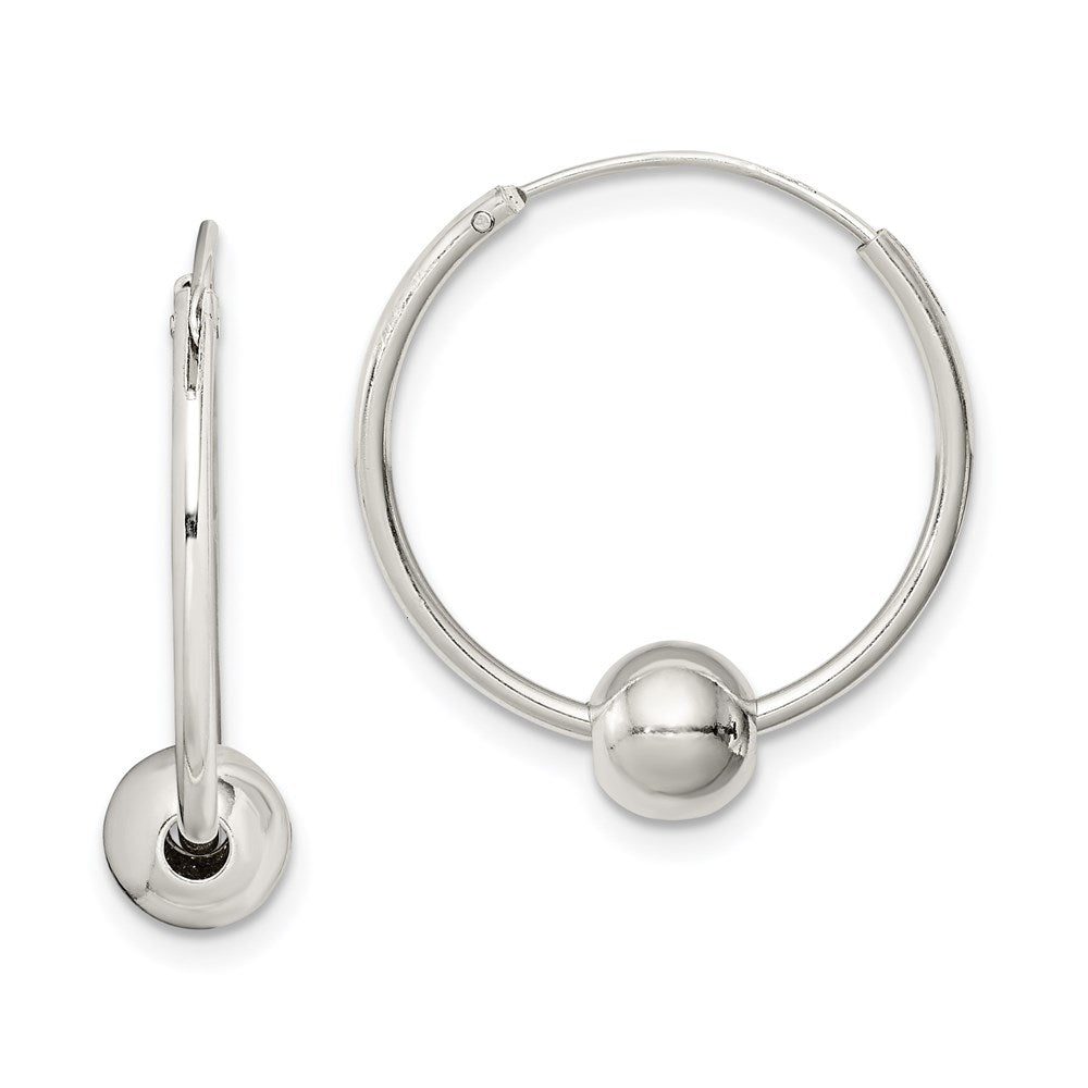 QE4664 Sterling Silver Bead Endless Hoop Earrings