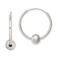 QE4664 Sterling Silver Bead Endless Hoop Earrings