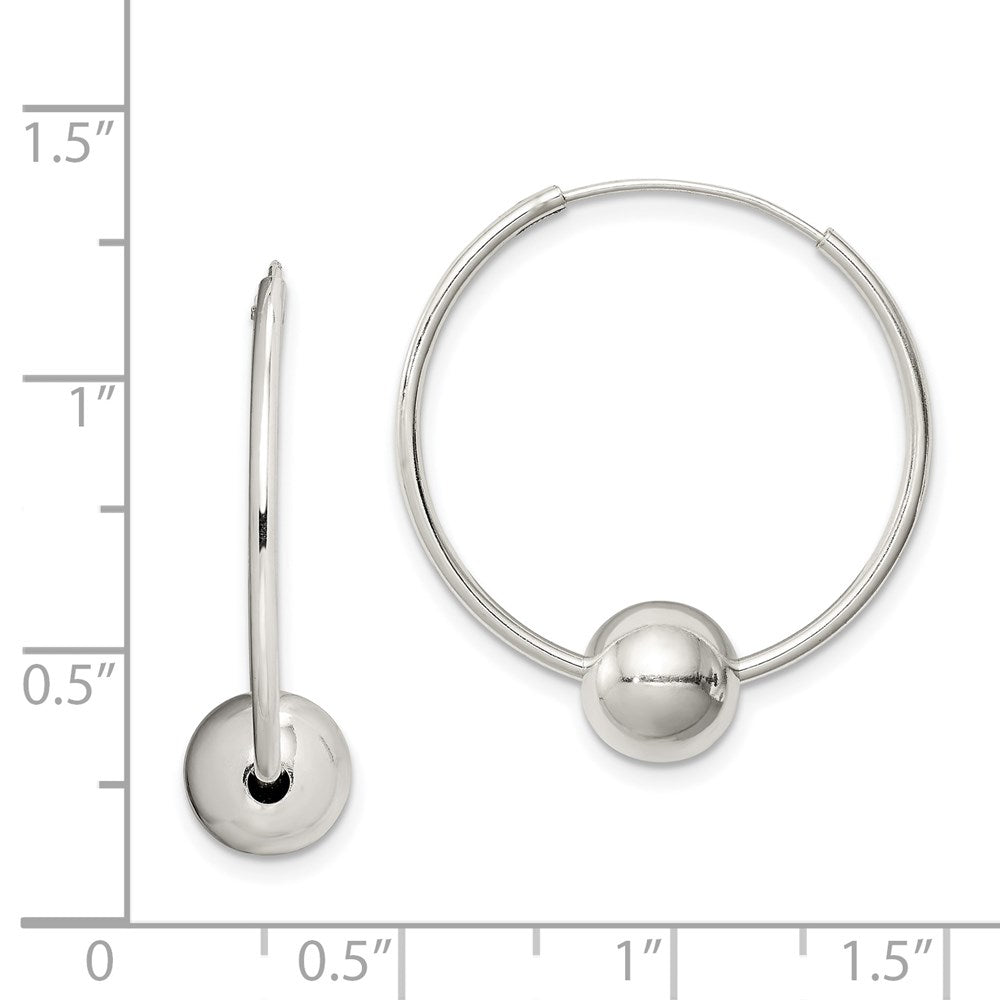QE4665 Sterling Silver Bead Endless Hoop Earrings