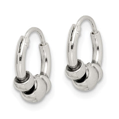 QE4667 Sterling Silver Tiny Beaded Endless Hoop Earrings