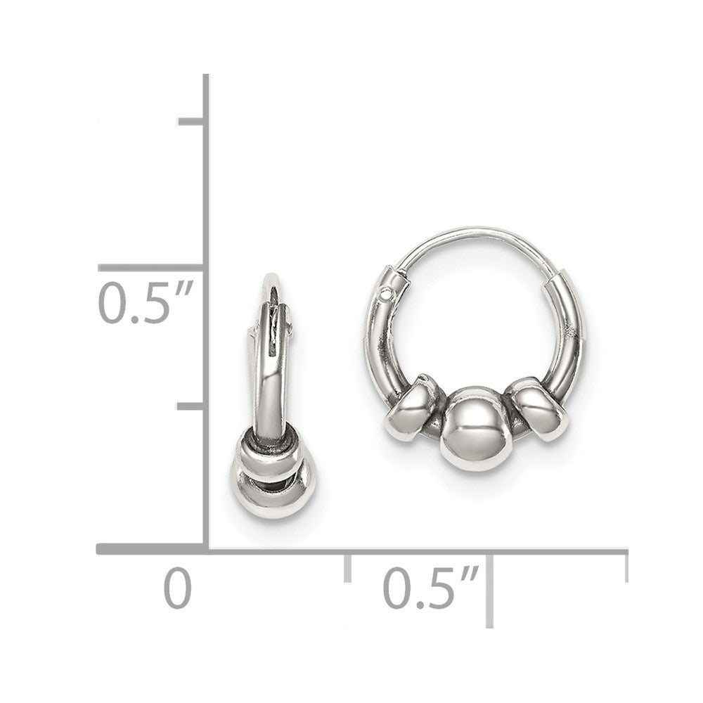 QE4667 Sterling Silver Tiny Beaded Endless Hoop Earrings